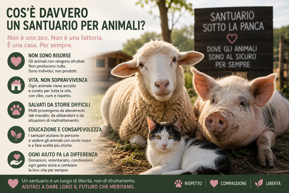 Pecora, maiale e gatto salvati in un santuario per animali in Sicilia – esempio di rifugio per animali liberi e salvati dal macello.
