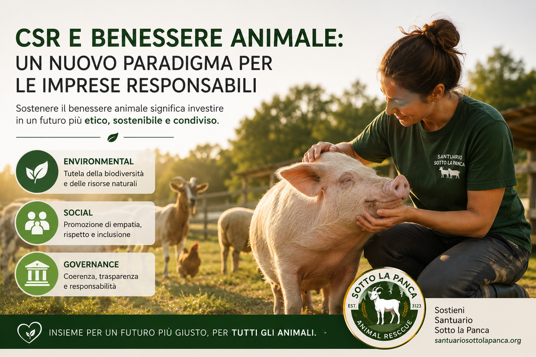 Azienda che sostiene un santuario per animali come parte della propria strategia di responsabilità sociale d’impresa e criteri ESG.