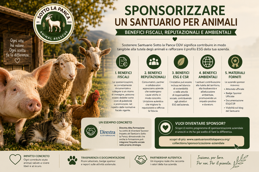 Aziende che sostengono un santuario per animali salvati dal macello come parte della propria strategia ESG e di responsabilità sociale d’impresa.