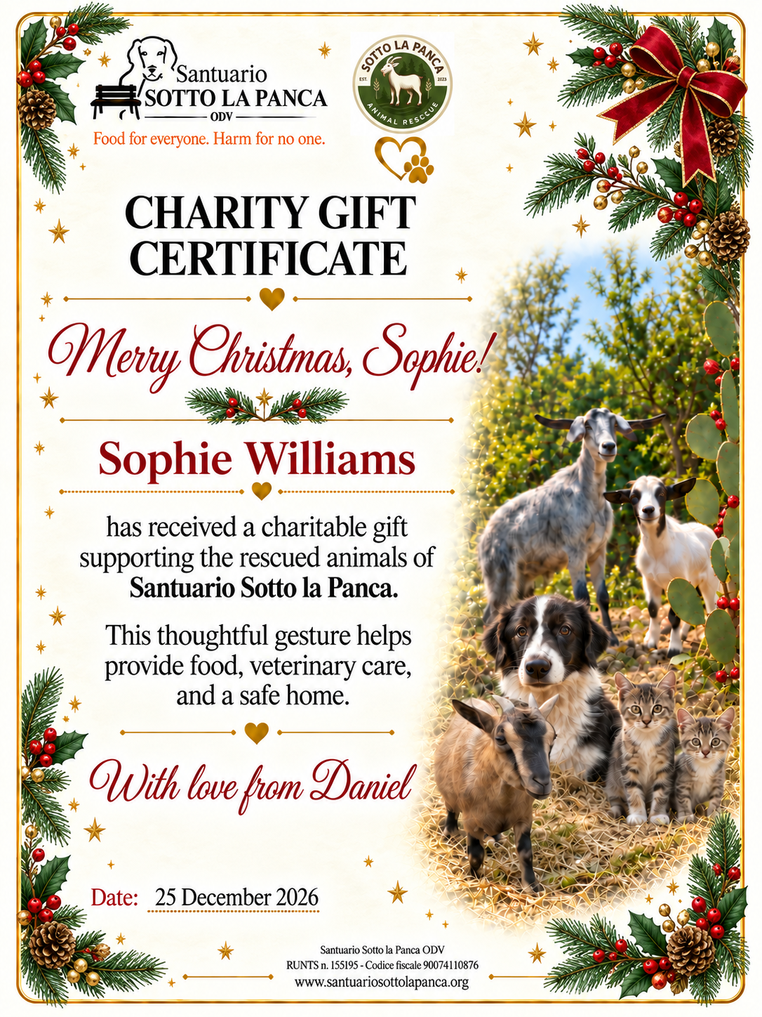 Personalised Christmas Charity Gift